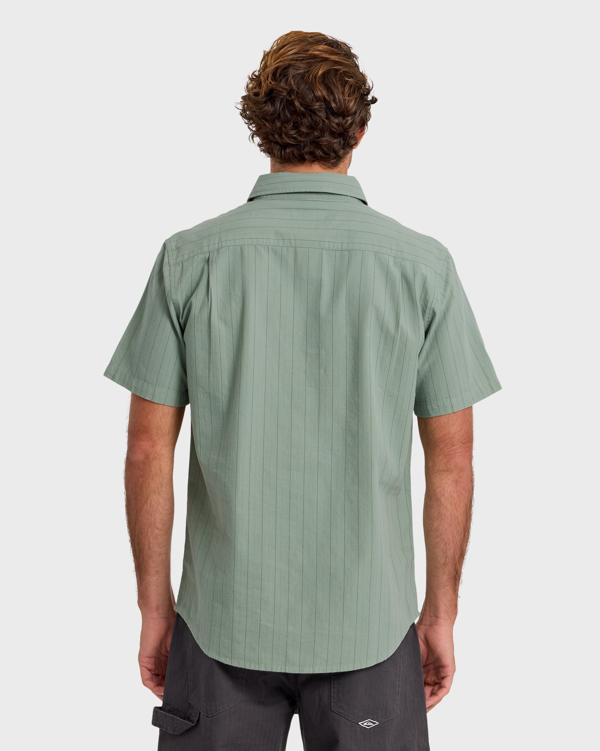 Dobby Stripe Classic Short Sleeve Shirt - Lily Pad