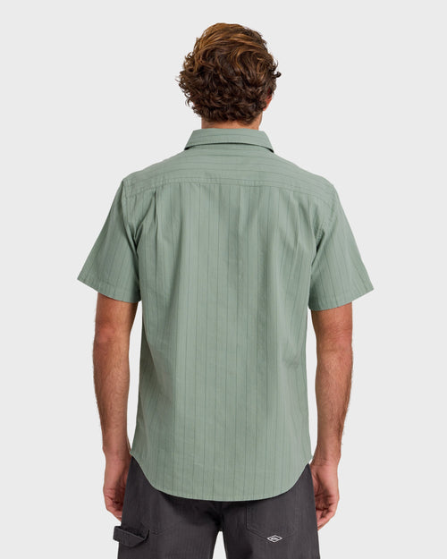 Dobby Stripe Classic Short Sleeve Shirt - Lily Pad