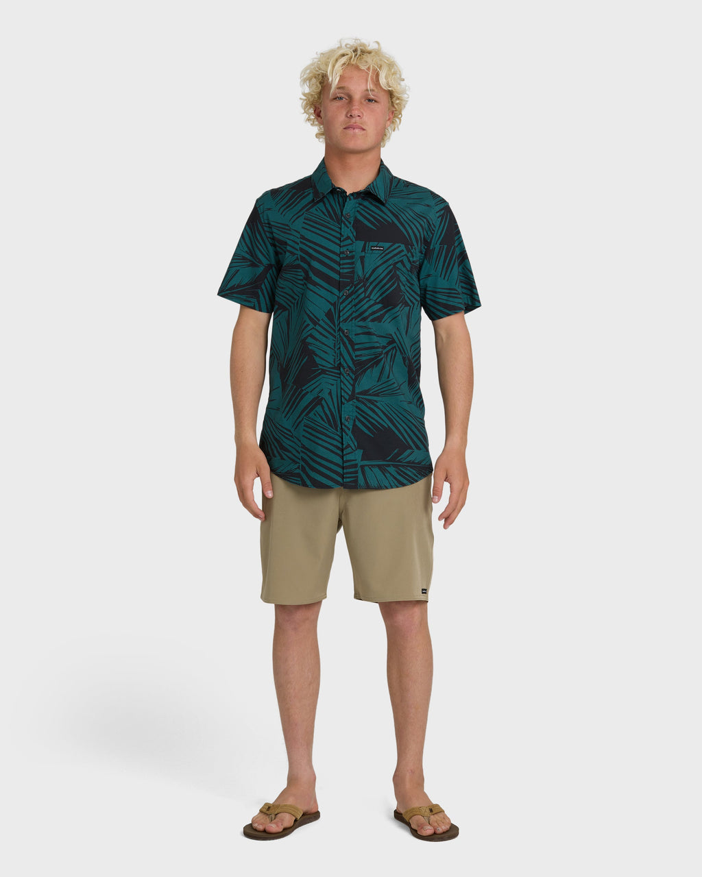 Aruba Palm Classic Stretch Short Sleeve Shirt - Mediterranea