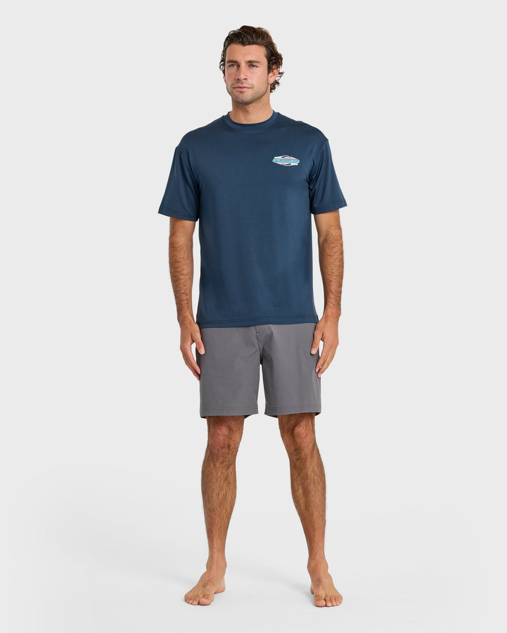 Everyday Graphic UPF 50 Hooded Short Sleeve Surf Shirt - Dark Denim