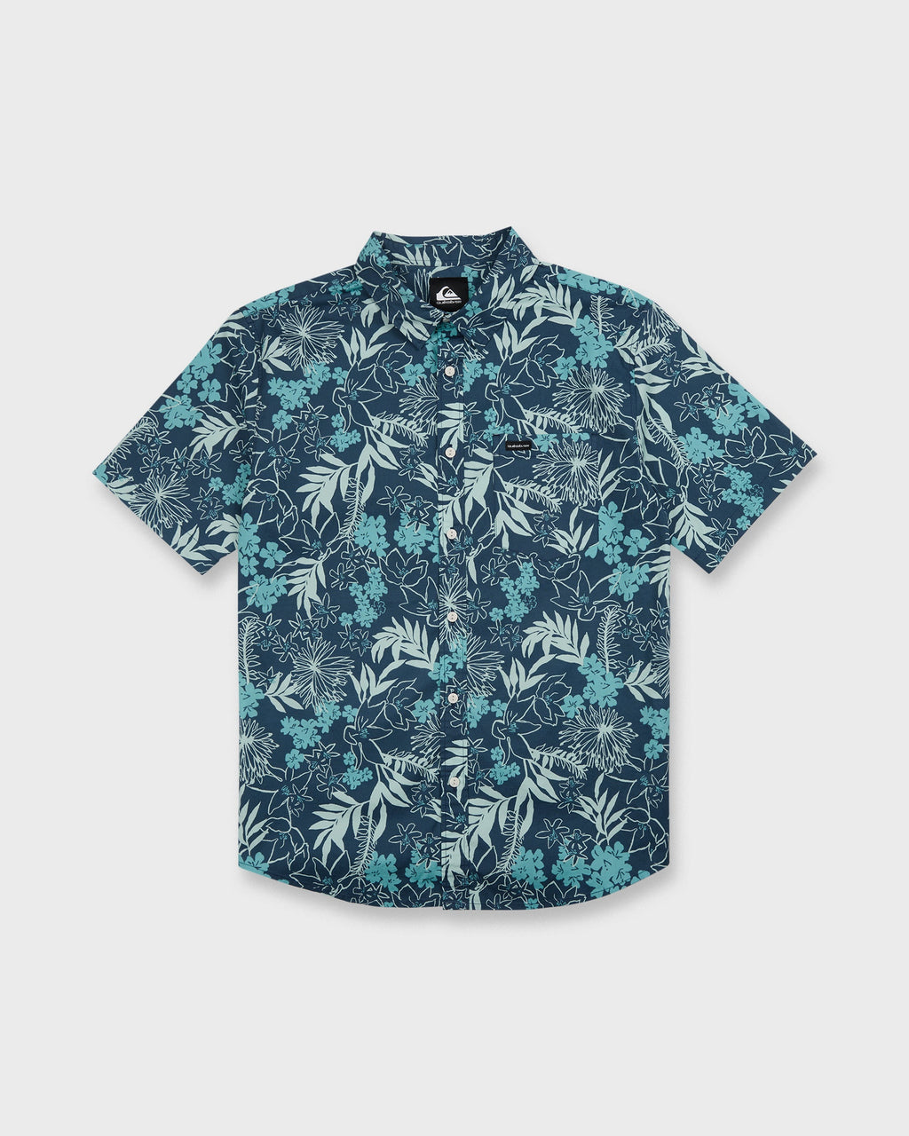 Jetty Bloom Classic Stretch Short Sleeve Woven Shirt - Dark Denim