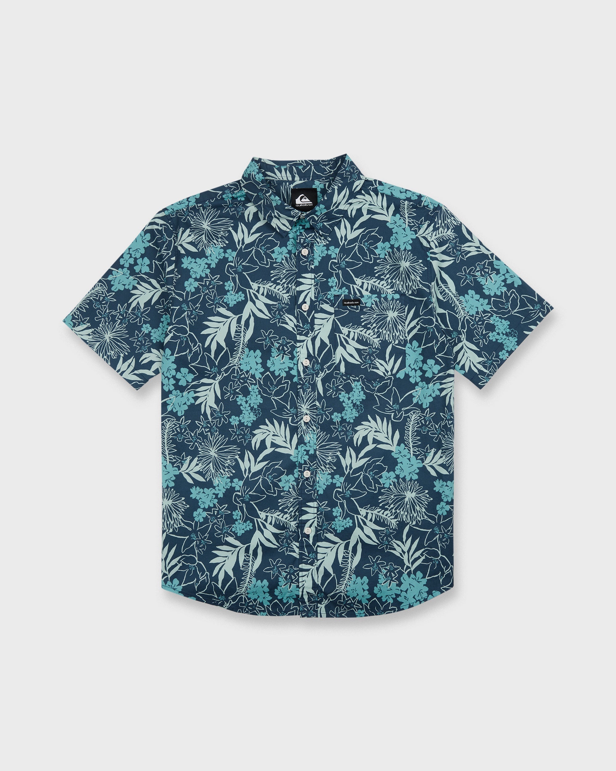 Jetty Bloom Classic Stretch Short Sleeve Woven Shirt - Dark Denim