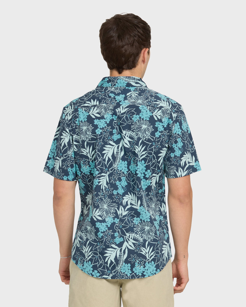 Jetty Bloom Classic Stretch Short Sleeve Woven Shirt - Dark Denim