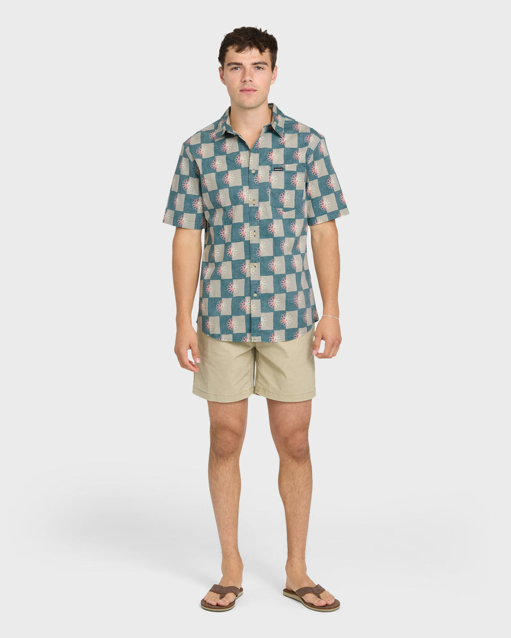 Sundial Classic Stretch Short Sleeve Woven Shirt - Mediterranea