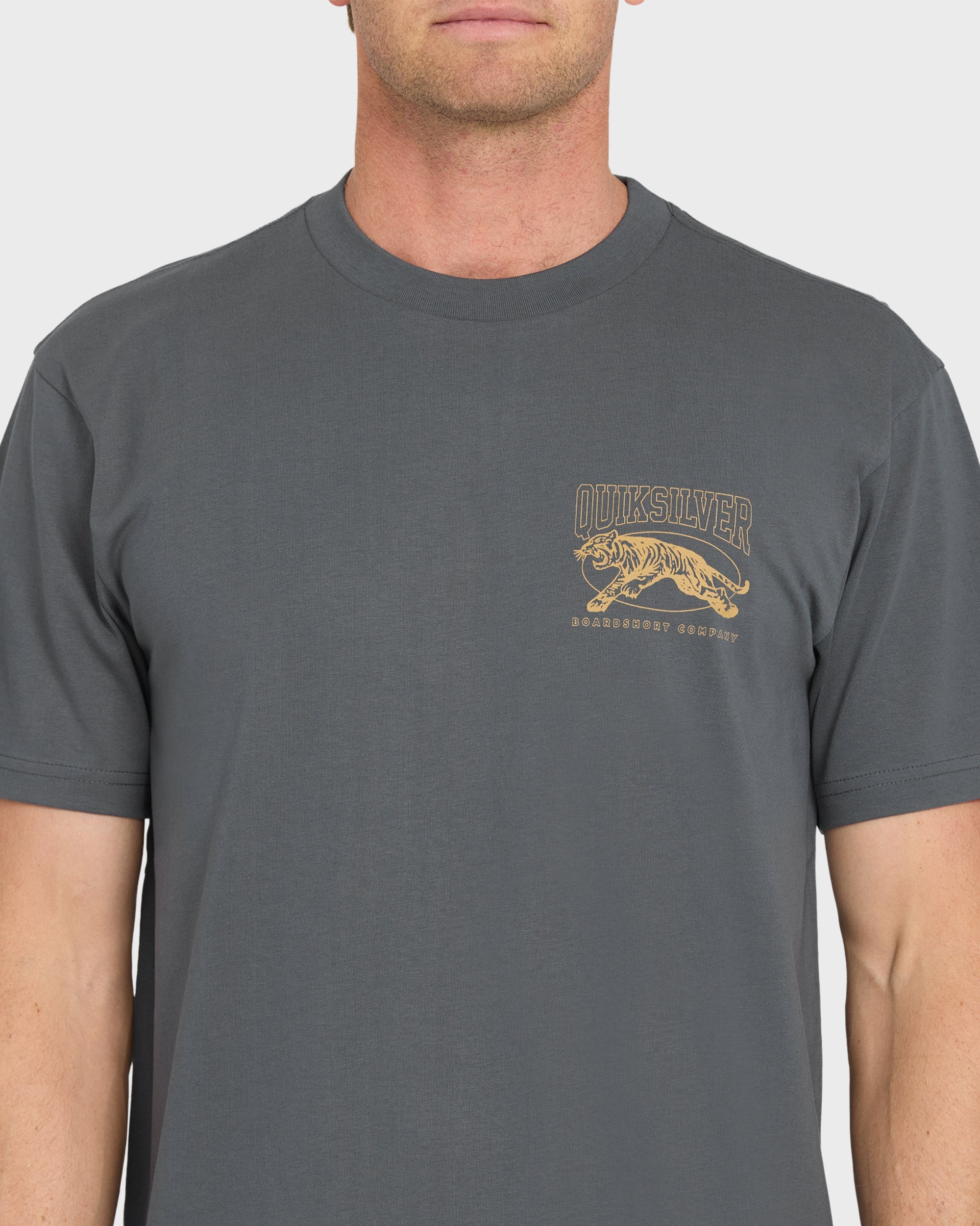Tiger Style Short Sleeve Cotton T-Shirt - Iron Gate