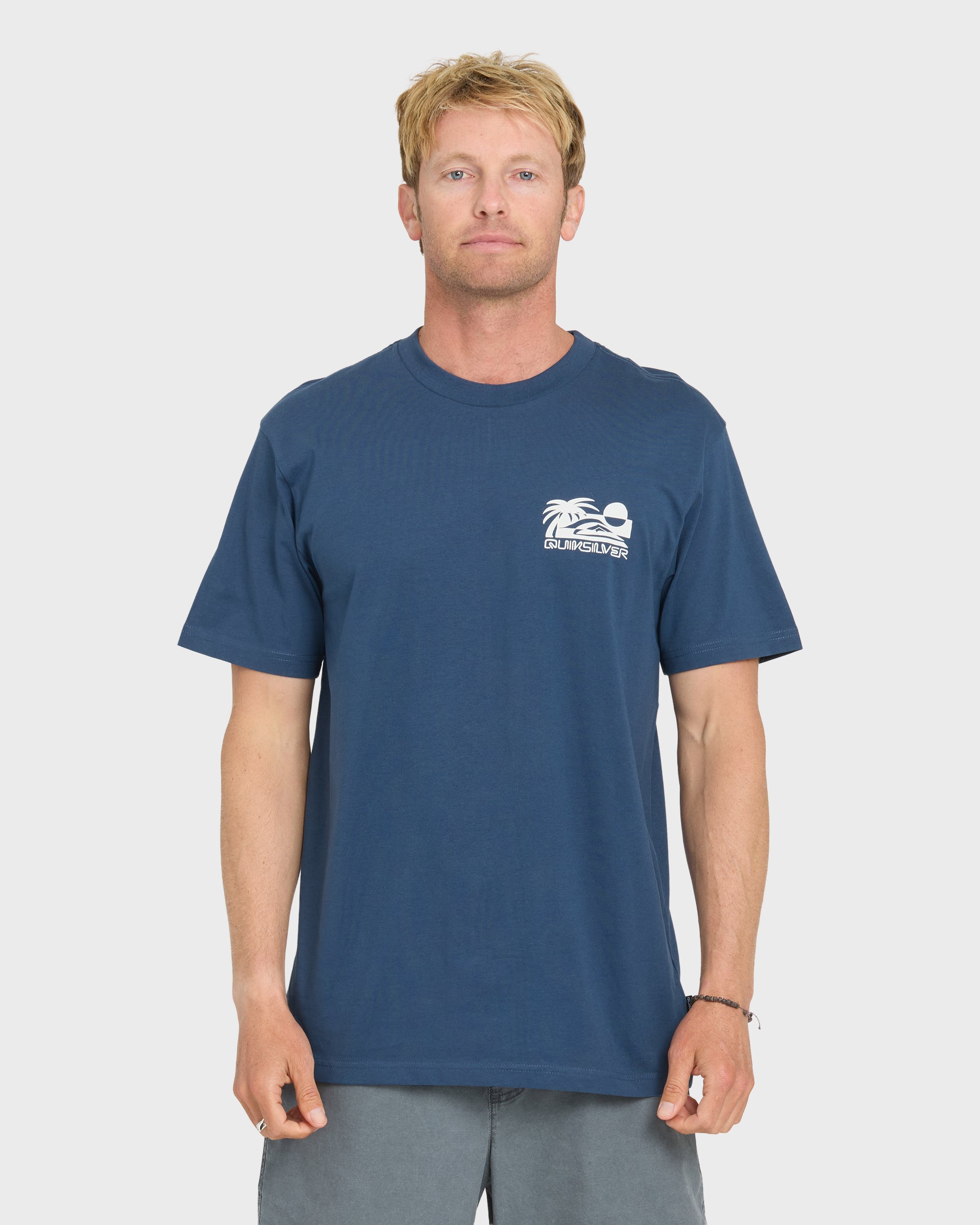 Reverse Cut Classic Short Sleeve Cotton T-Shirt - Dark Denim