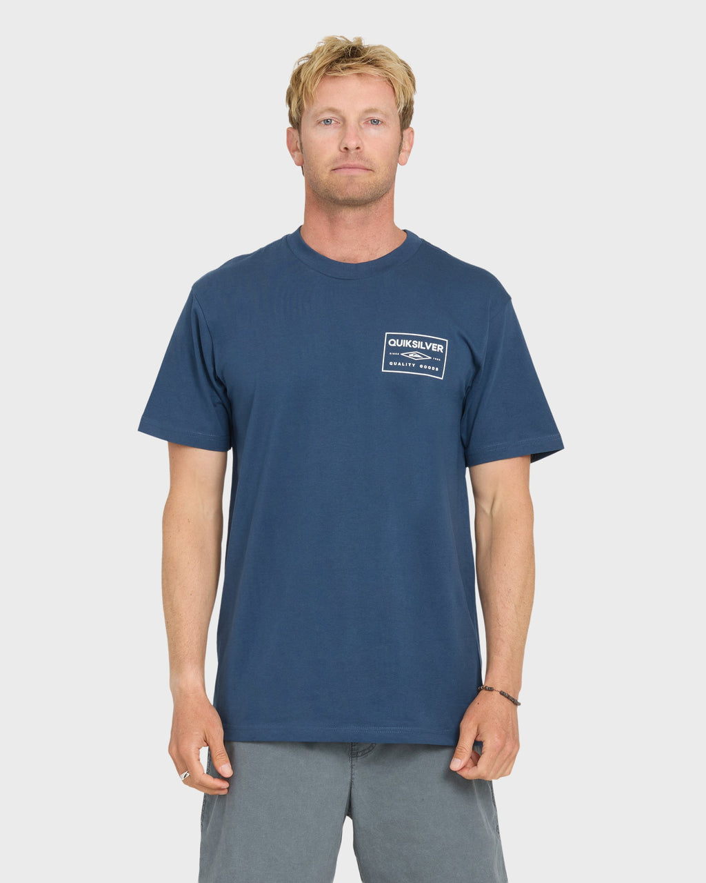 Stamped Short Sleeve Knit T-Shirt - Dark Denim