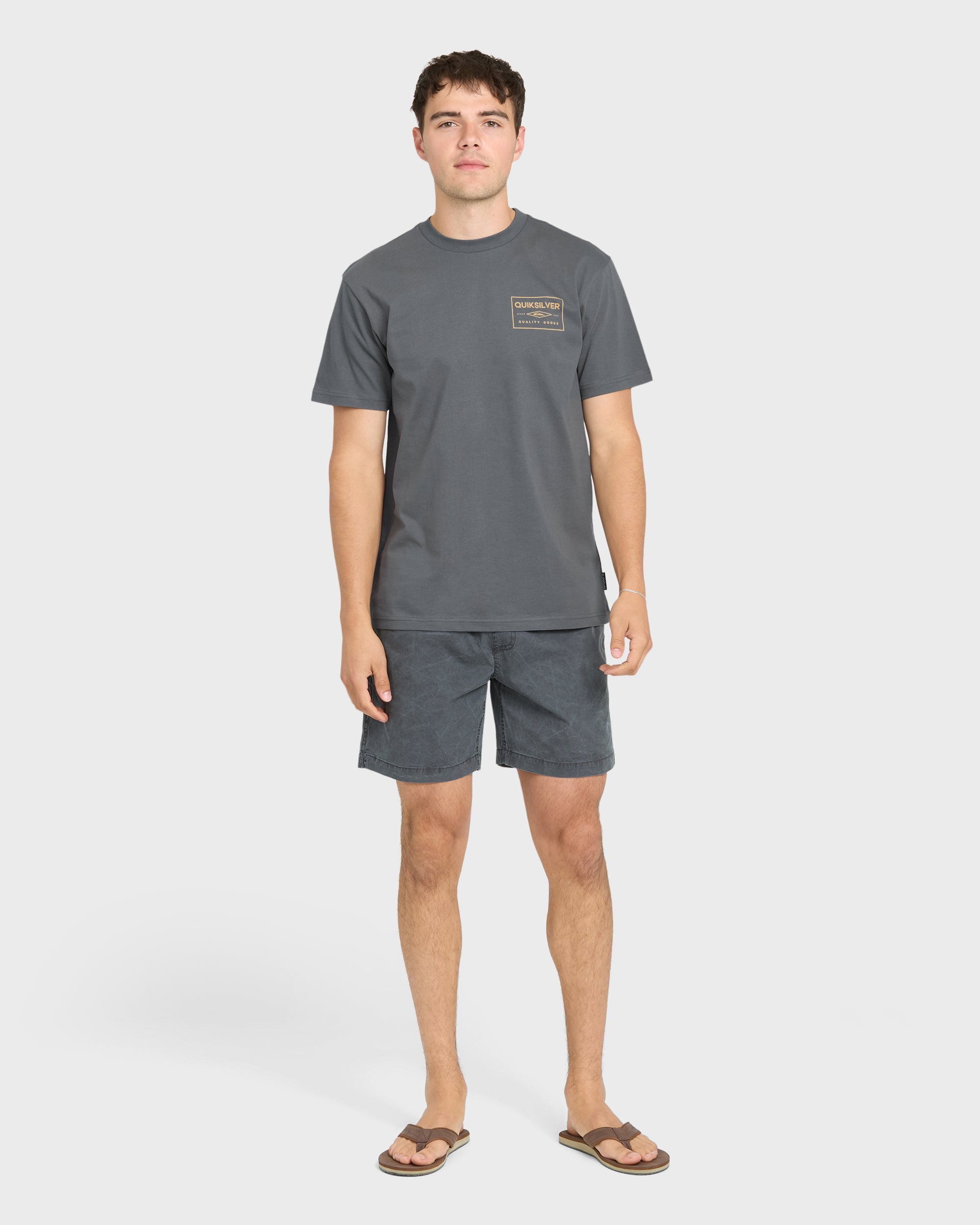 Stamped Short Sleeve Knit T-Shirt - Iron Gate