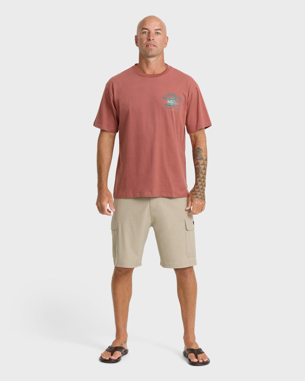 Waterman Tiki Hut Short Sleeve Cotton T-Shirt - Marsala