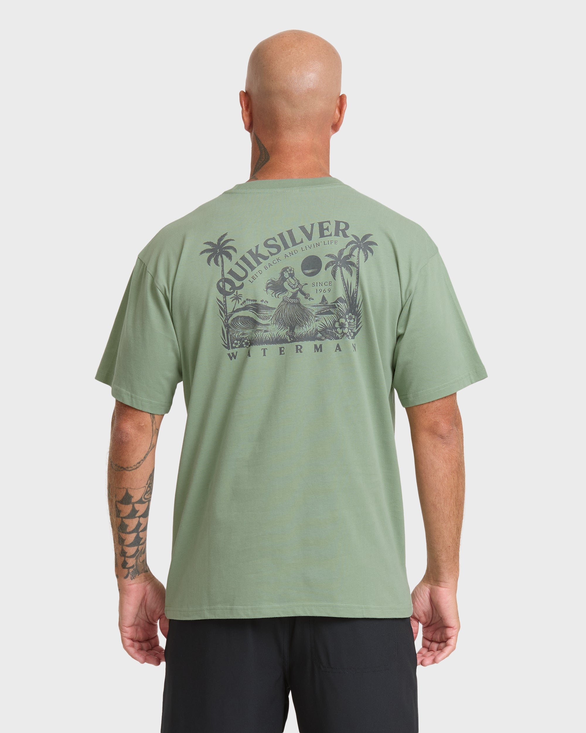 Waterman Lei'd Back Short Sleeve Cotton T-Shirt - Lily Pad