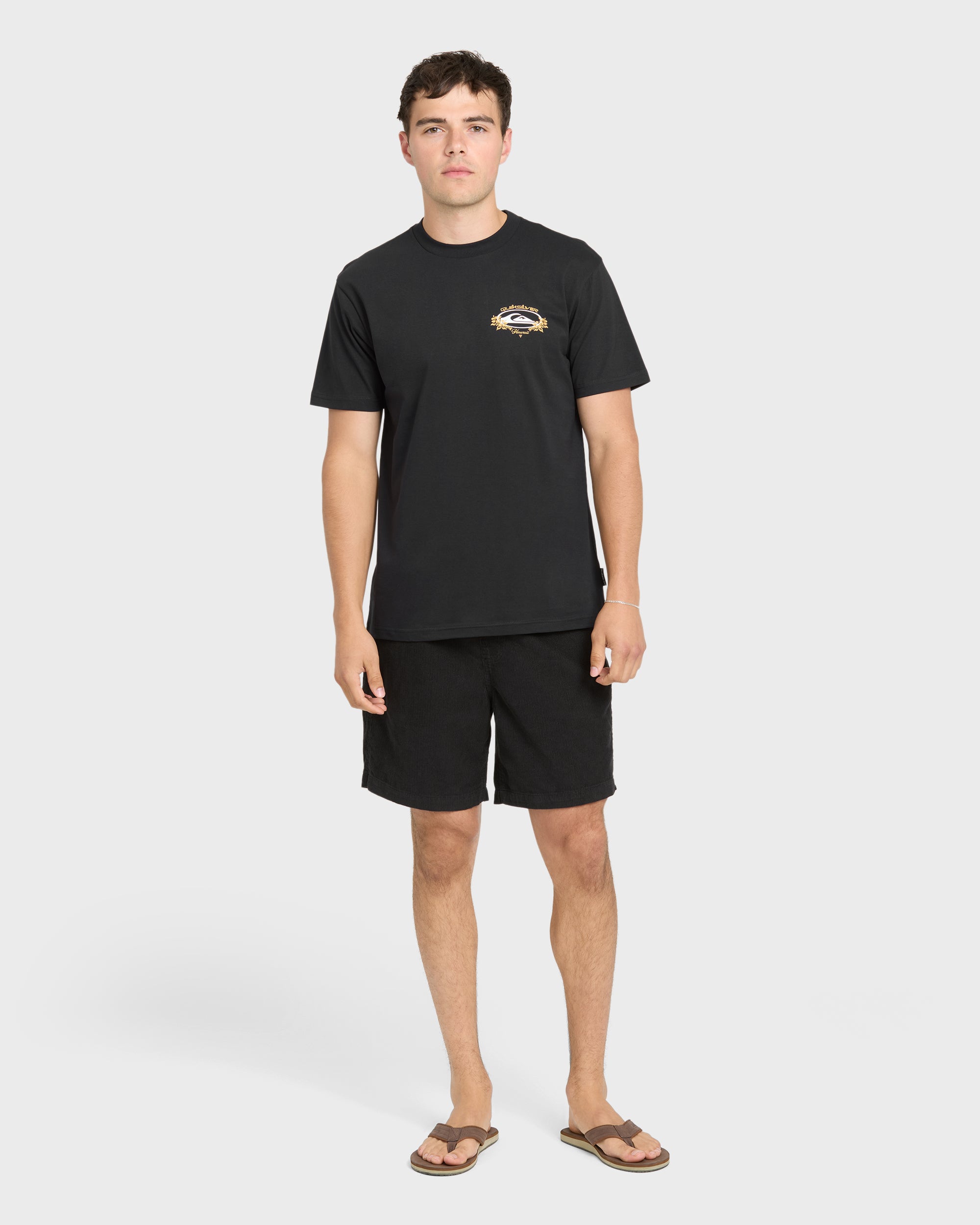Hawaii Floral Classic Short Sleeve Knit T-Shirt - Black