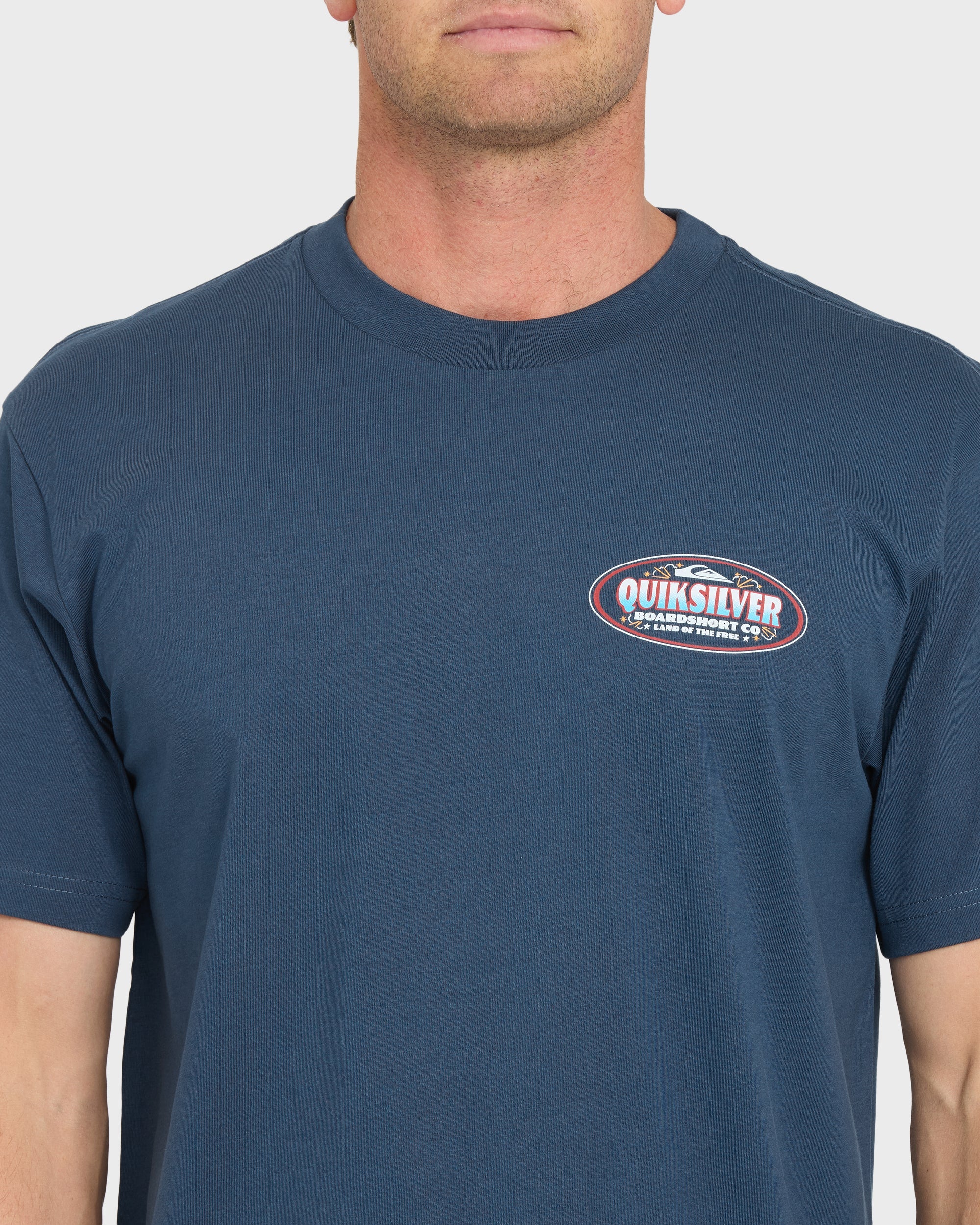 Firecracker Short Sleeve Cotton T-Shirt - Dark Denim