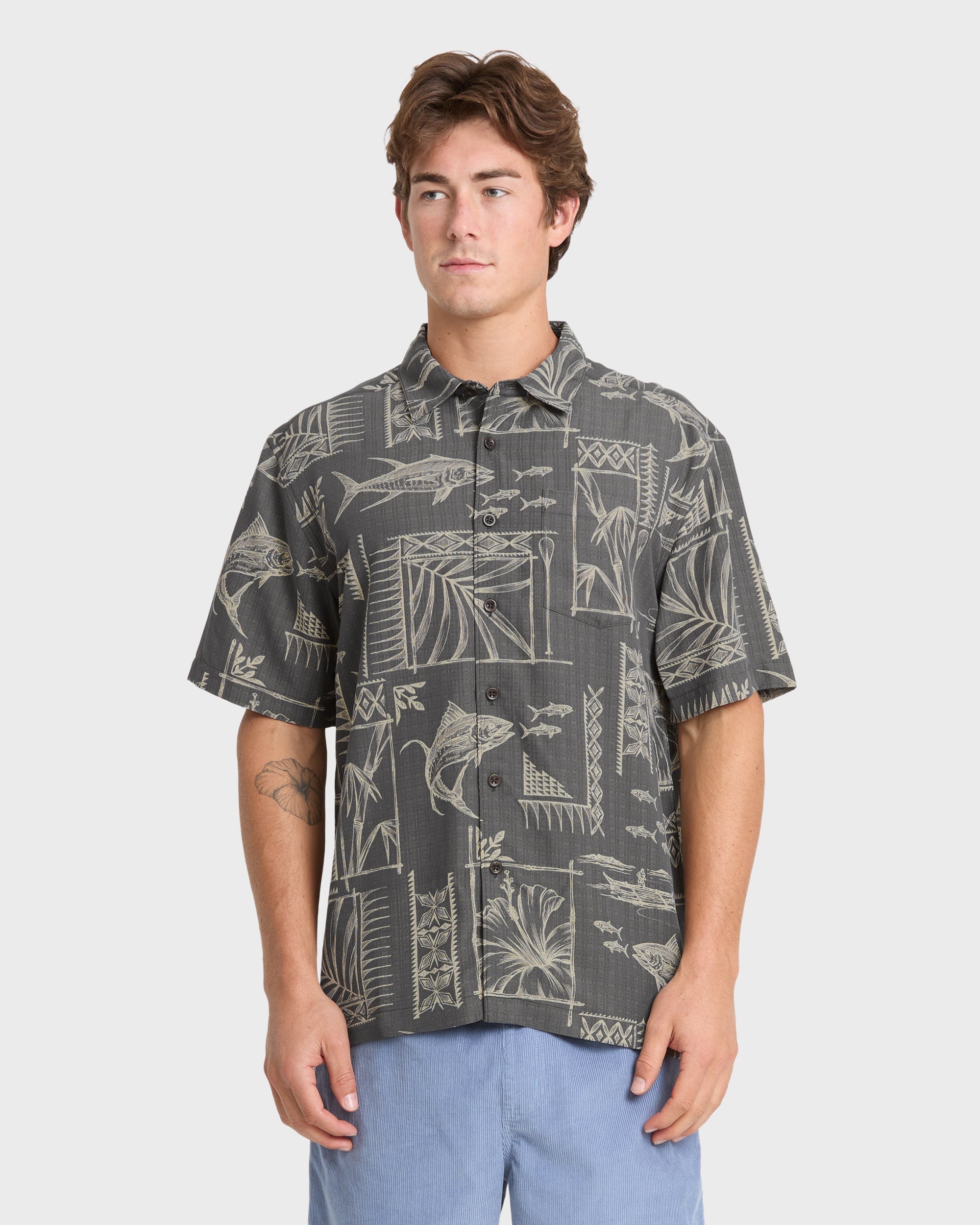 Waterman Paradise Bay Short Sleeve Woven Shirt - Phantom