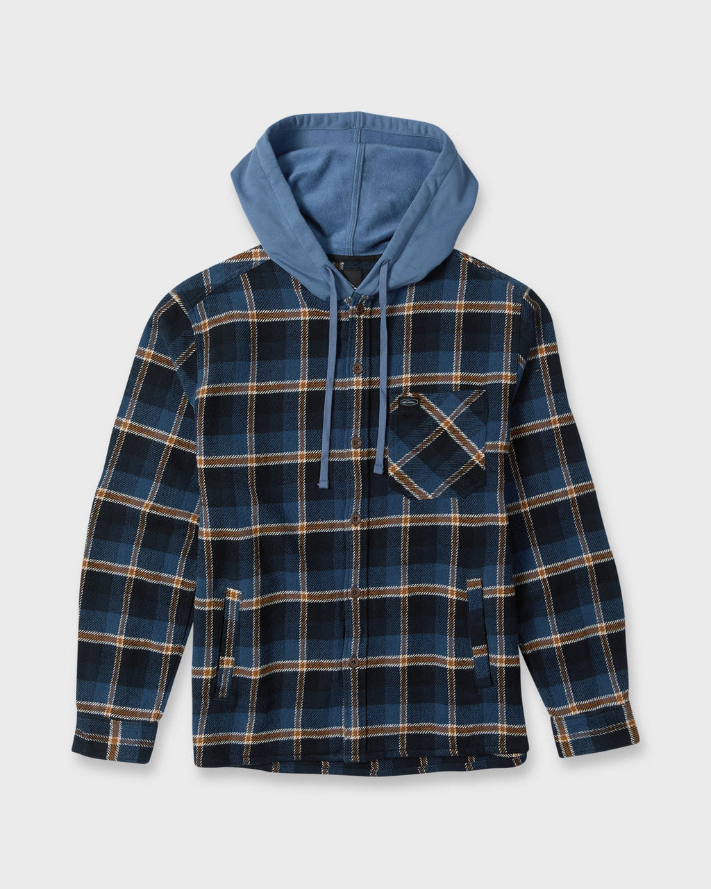 Saltwater Hooded Long Sleeve Flannel Shirt - Dark Denim