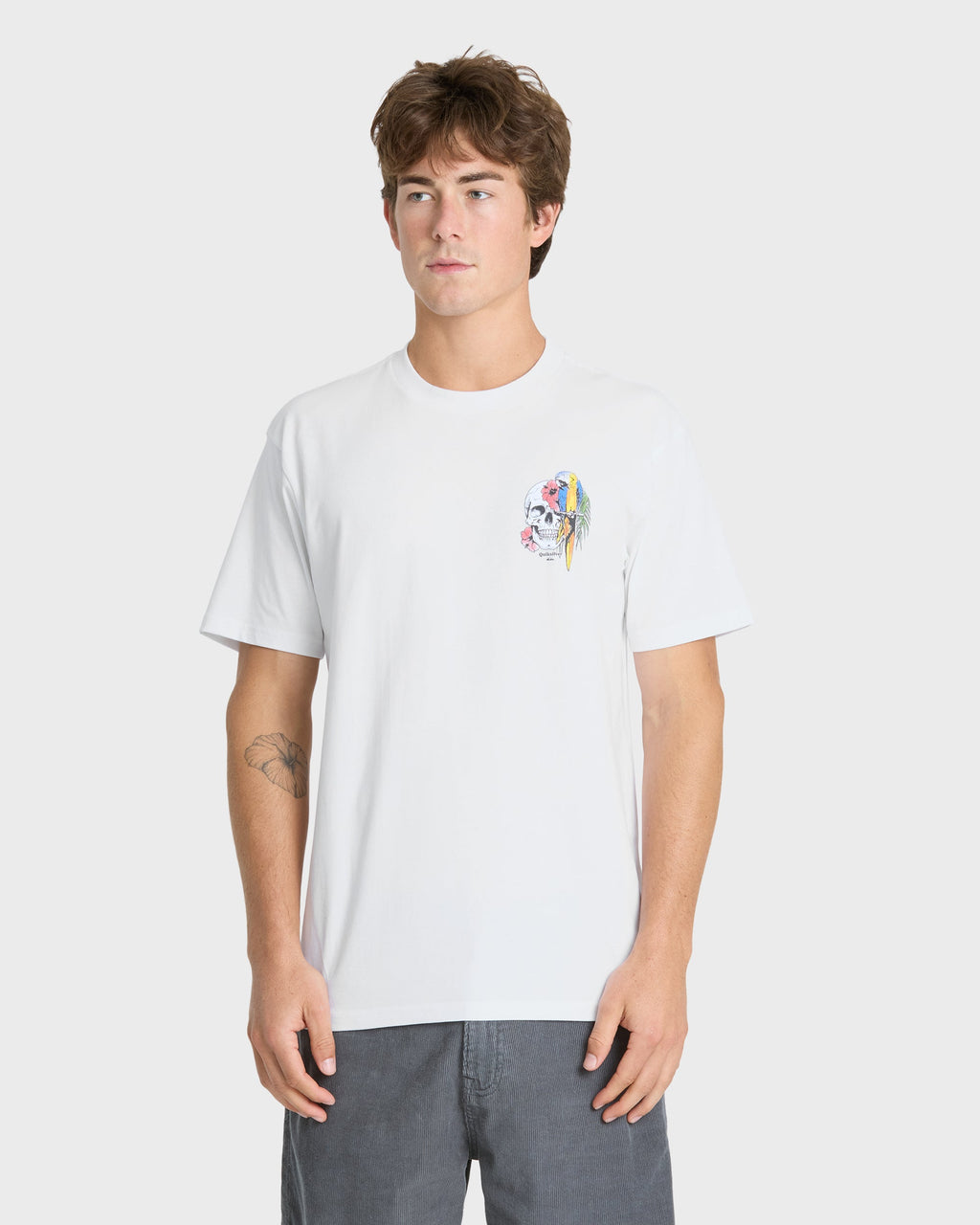 Bird Brain Classic Short Sleeve Knit T-Shirt - White