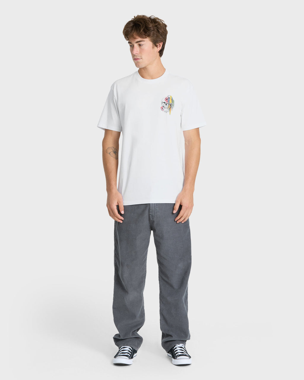 Bird Brain Classic Short Sleeve Knit T-Shirt - White
