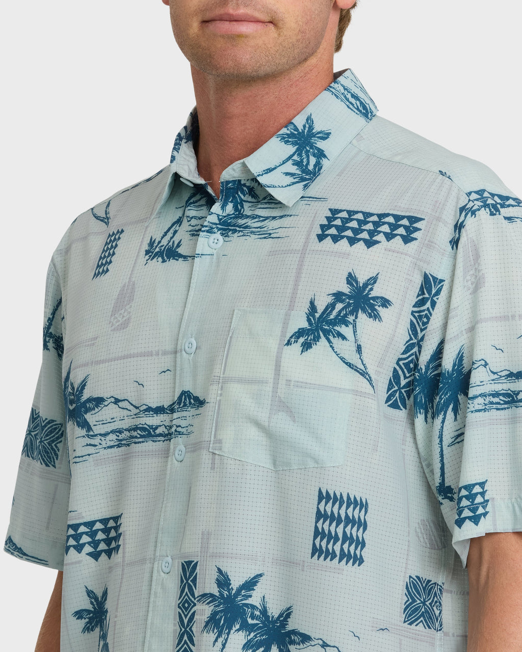 Waterman Island Time Short Sleeve Woven Shirt - Baby Blue