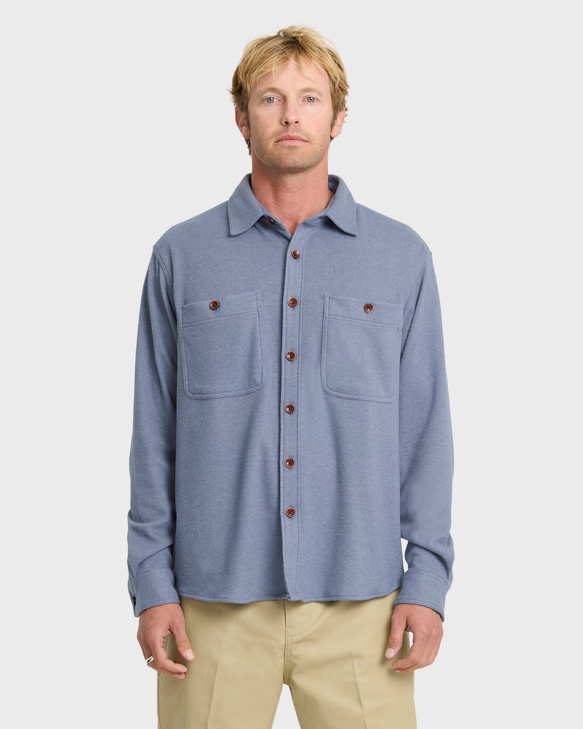 Waterman Harvest Long Sleeve Flannel Shirt - Blue Indigo