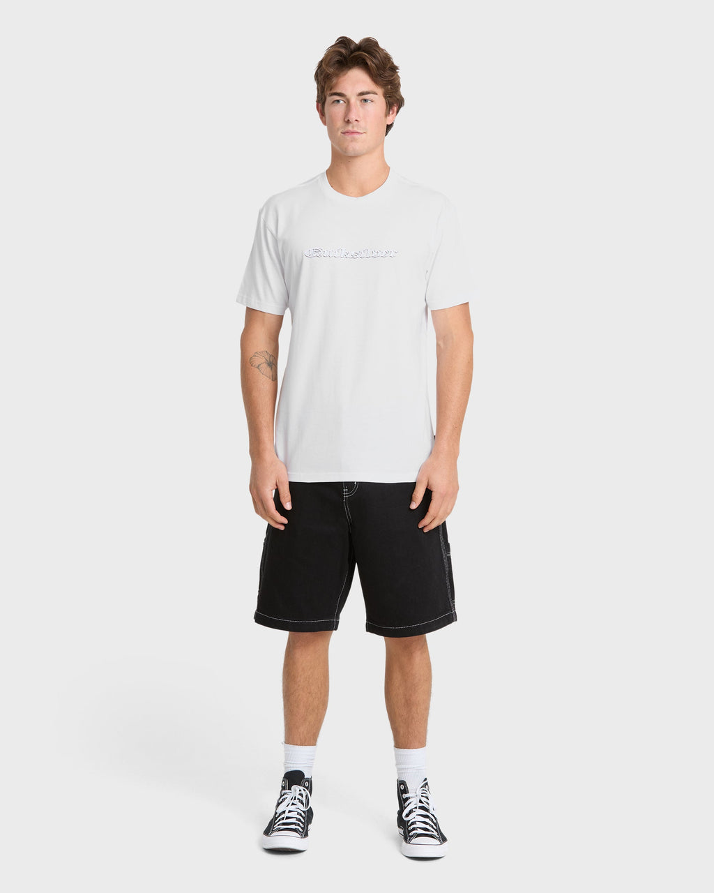 Chrome English Short Sleeve Knit T-Shirt - White