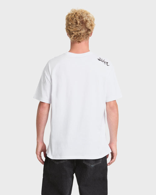 Young Guns Script Sticker Slap Short Sleeve Knit T-Shirt - White