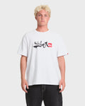 Young Guns Script Sticker Slap Short Sleeve Knit T-Shirt - White