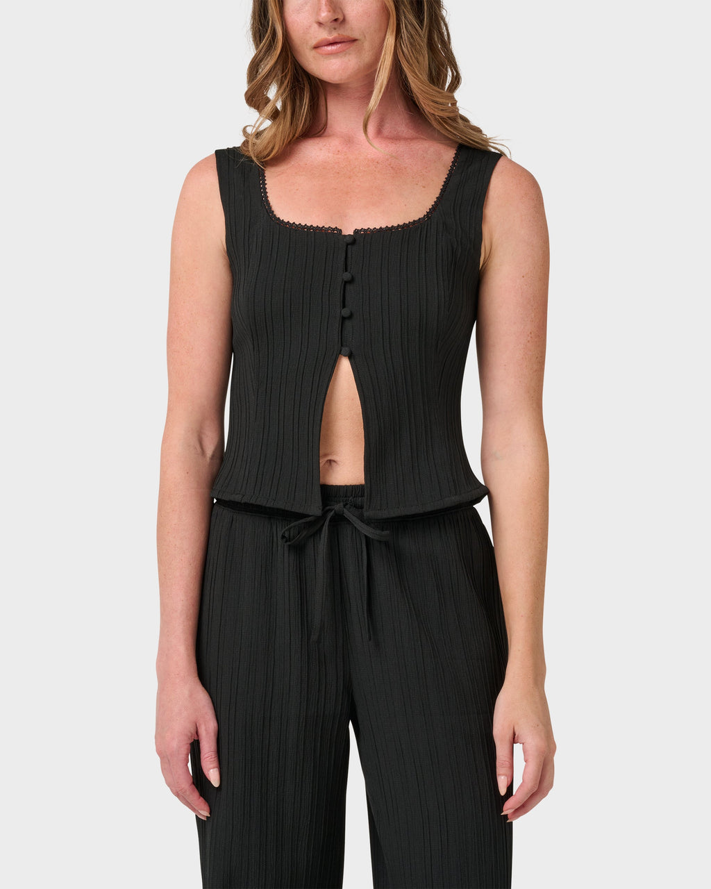 Maci Solid Textured Tank Top
