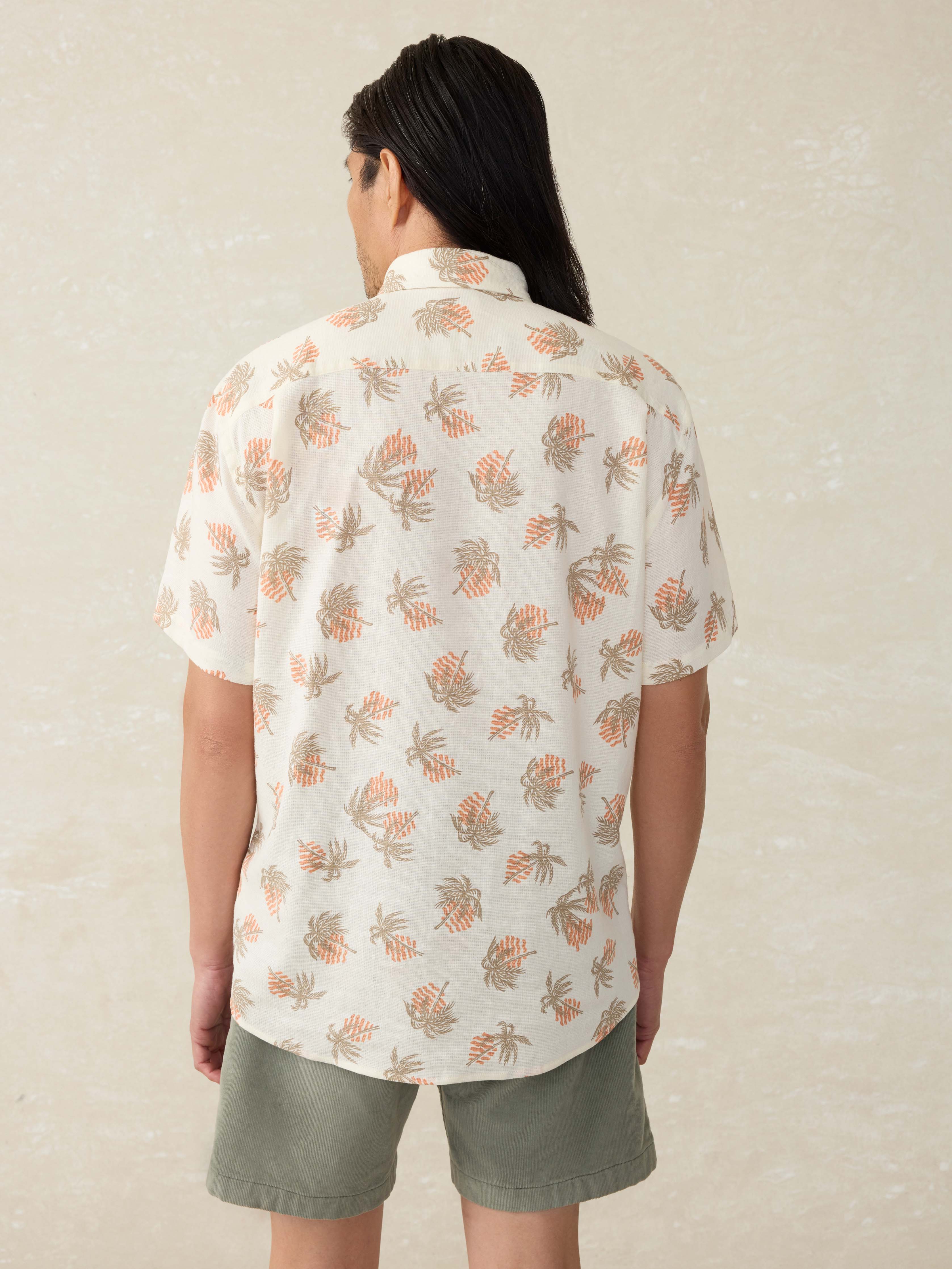 Short-Sleeve Breeze Shirt (Tall) - Sunlit Palm and Waves