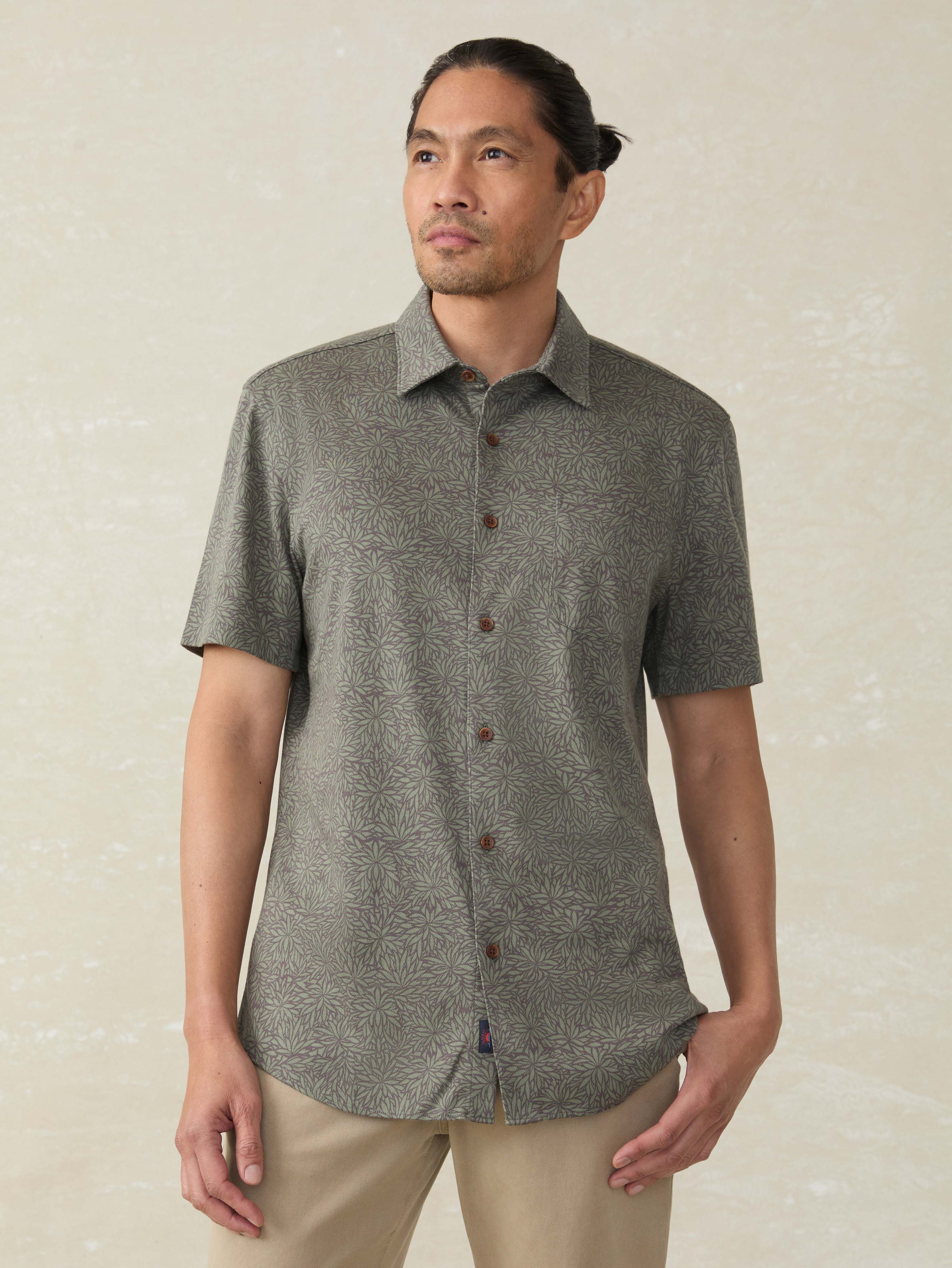 Short-Sleeve Hermosa Shirt - Olive Frond