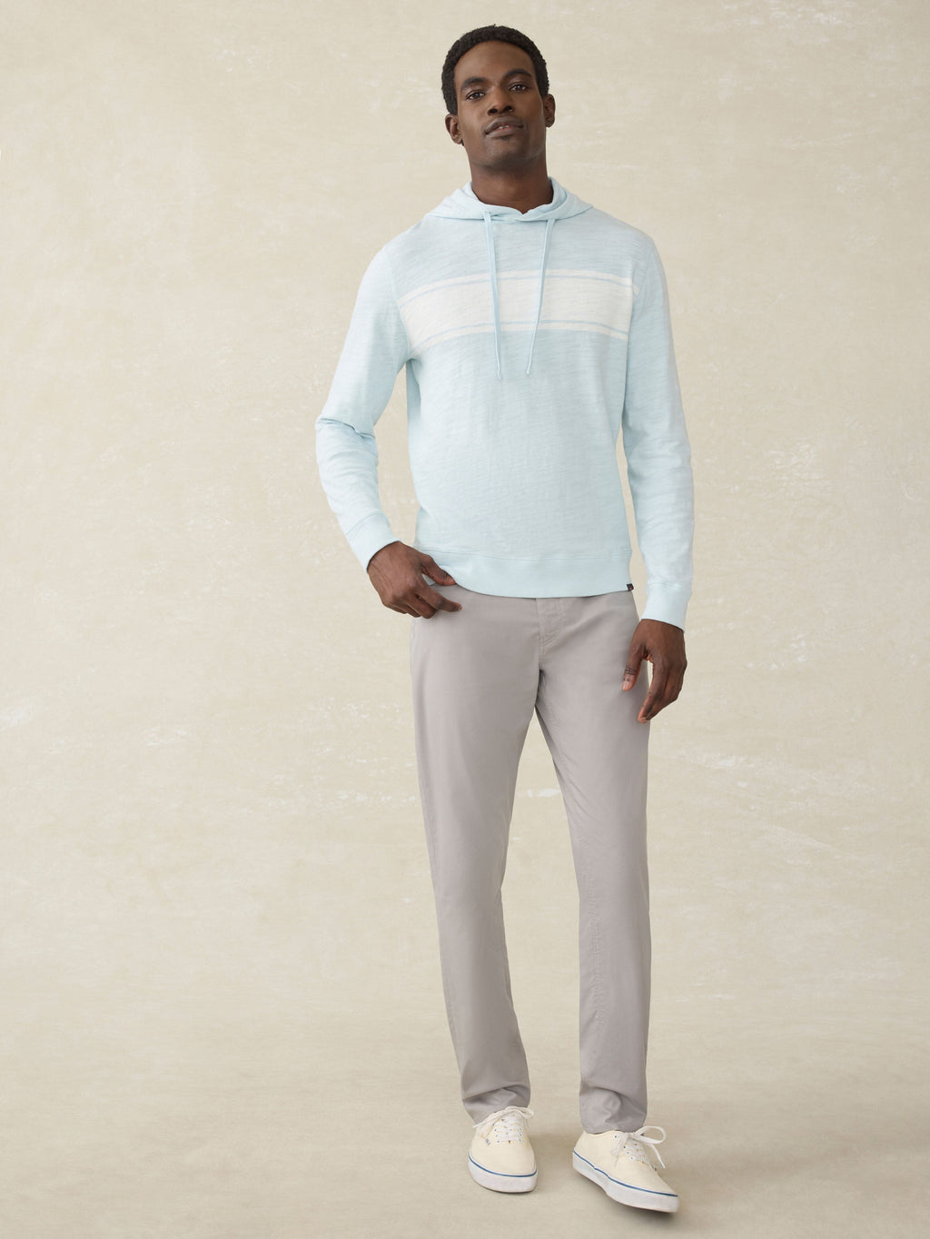 Sunwashed Slub Hoodie - Sky Surf Stripe