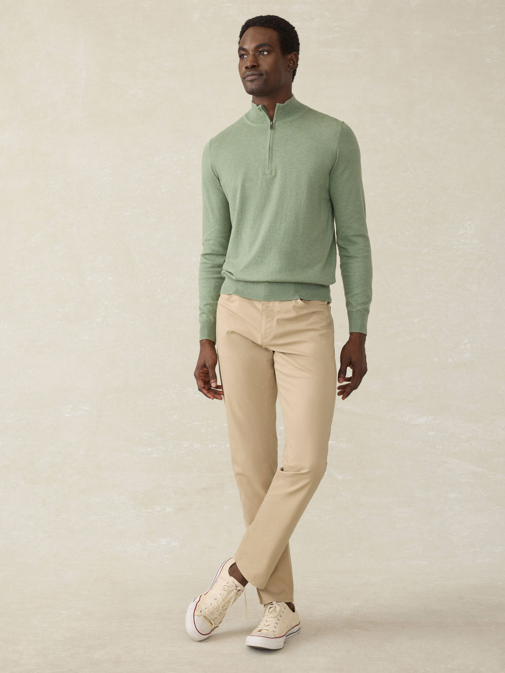Movement™ Quarter Zip Sweater - Faded Leaf Melange