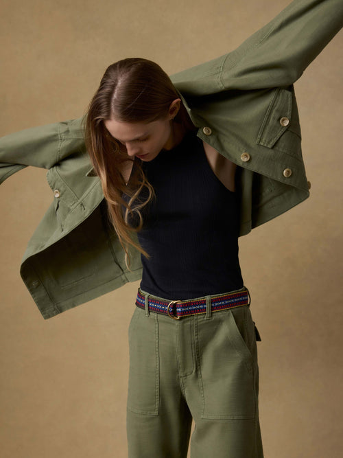 Soft Stretch Safari Jacket - Moss