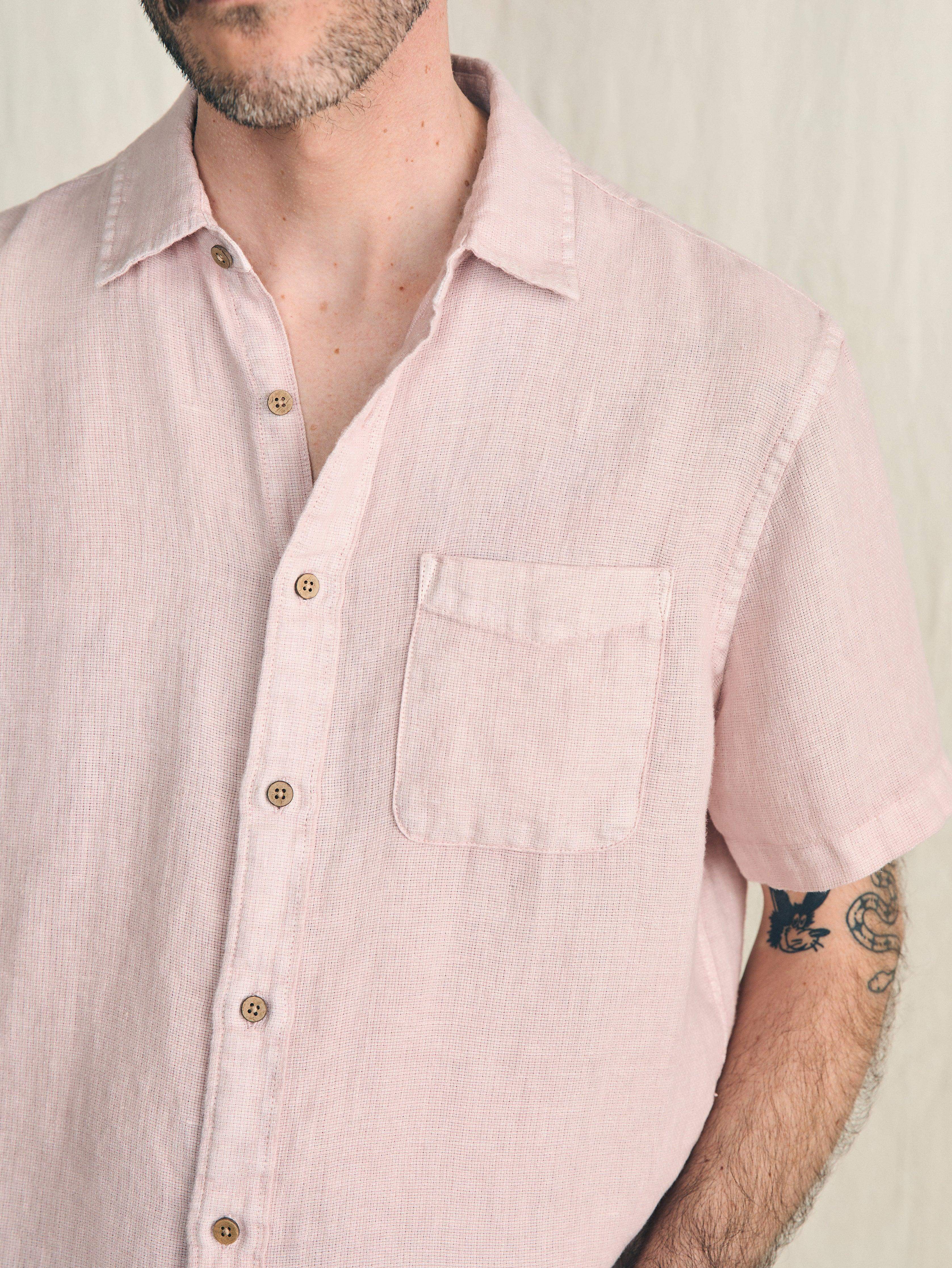 Short-Sleeve Palma Linen Shirt - Coastal Mauve