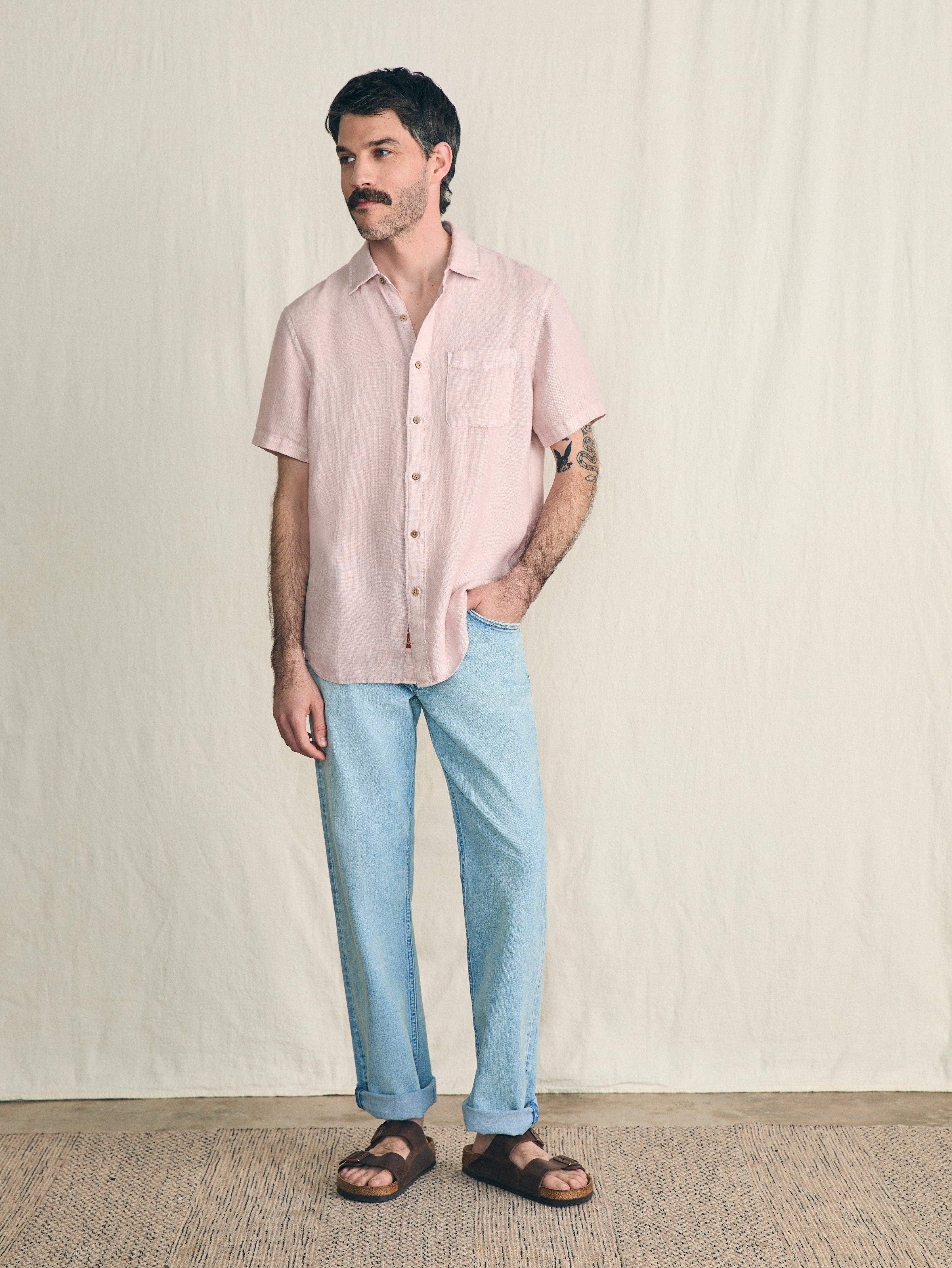 Short-Sleeve Palma Linen Shirt - Coastal Mauve
