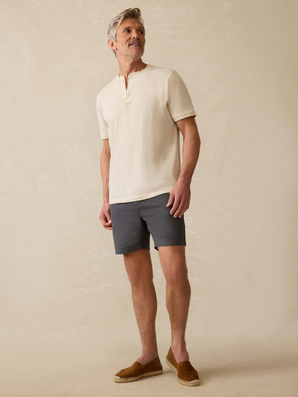Short-Sleeve Sunwashed Regenerative Henley - Island Dune Heather