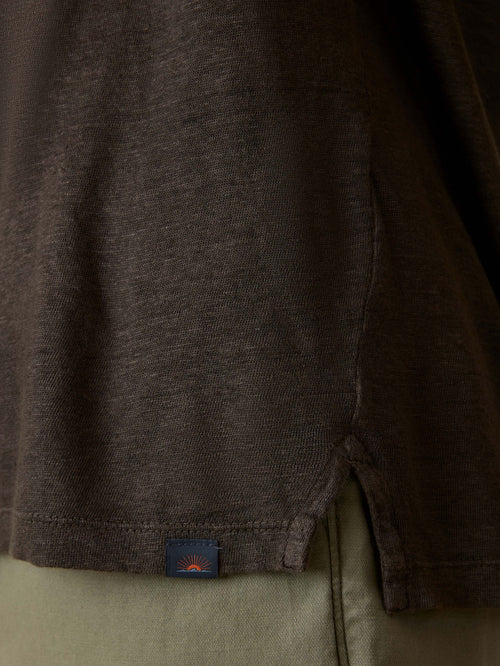 Short-Sleeve Linen Polo - Washed Black