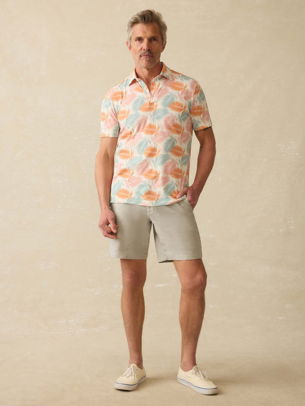 Short-Sleeve Movement™ Pique Polo - Ivory Paradise Palm