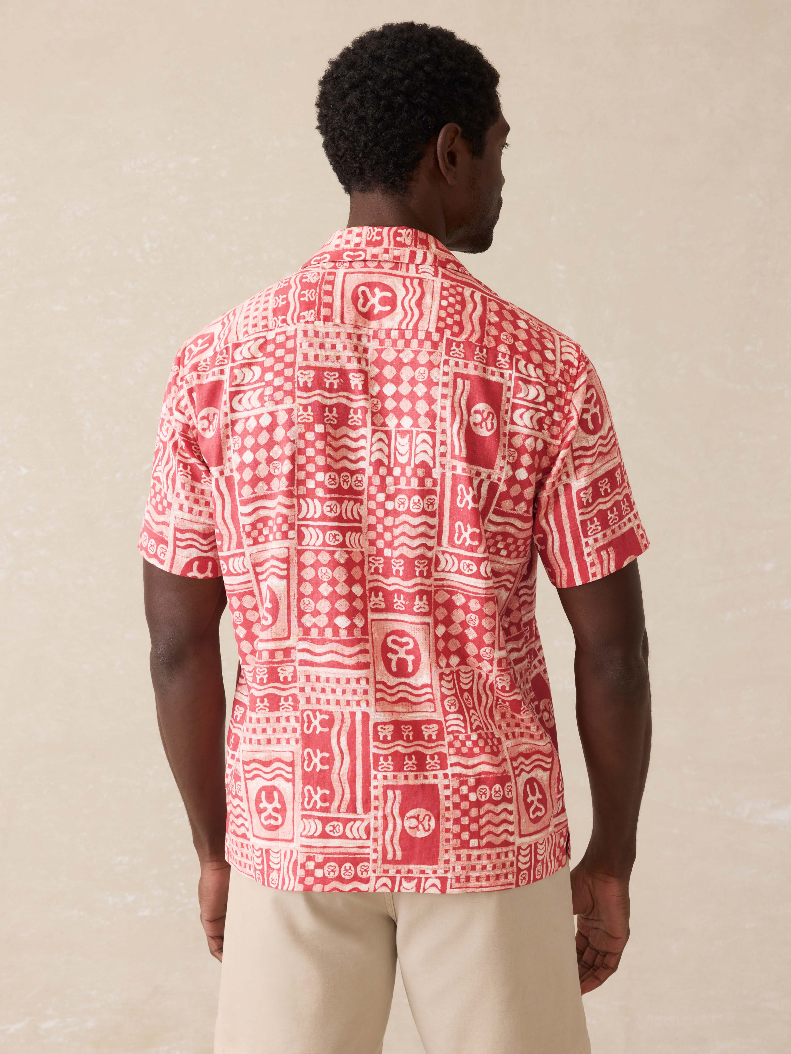 Surf Ghana Short-Sleeve Breeze Camp Shirt - Sankofa Tile Clay