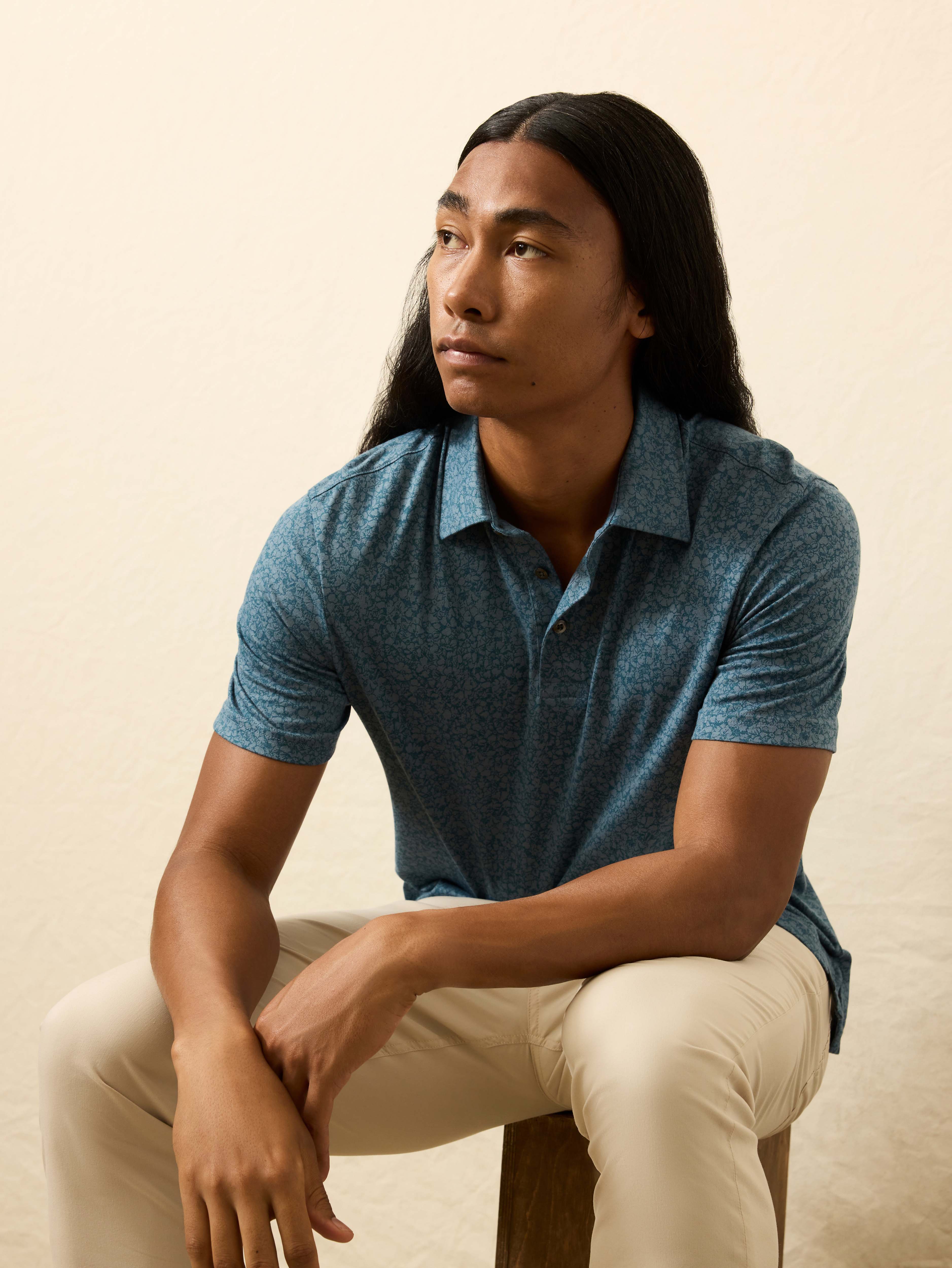 Short-Sleeve Movement™ Pique Polo - Eastern Sky Blossom