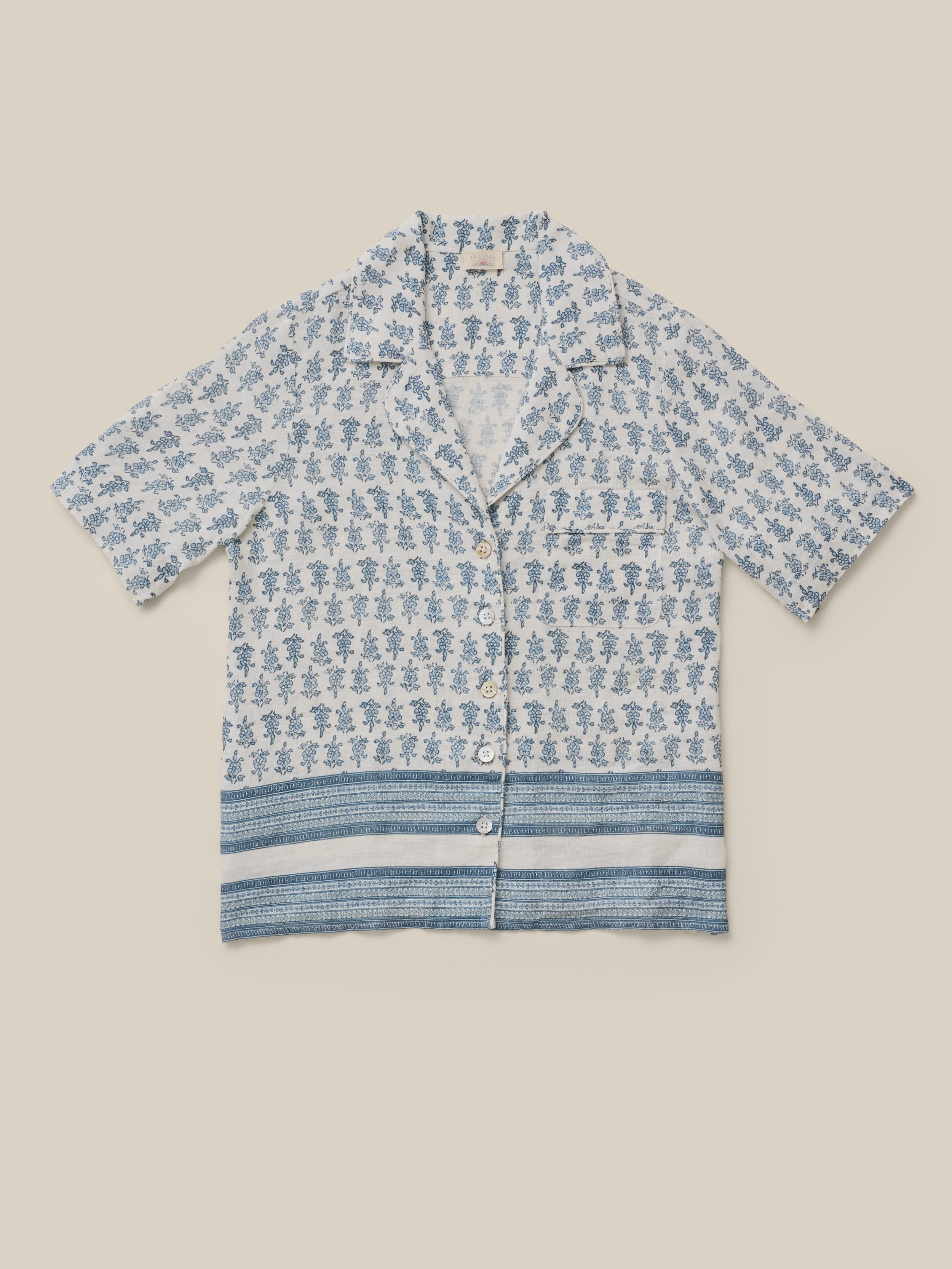 Pajama Short Set - Indigo Ikat