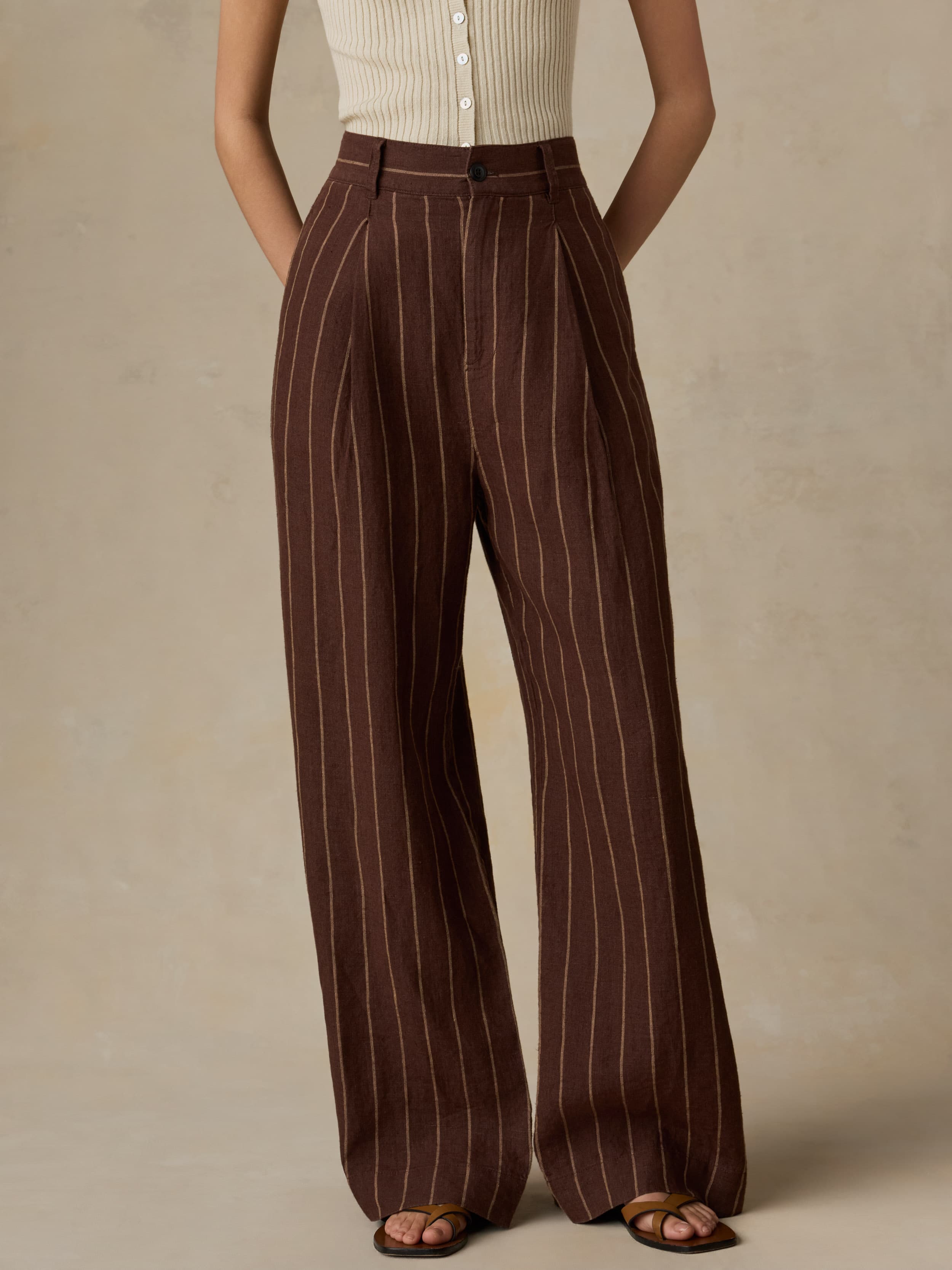 Sun Strider Linen Pleated Pant - Harbor Line Stripe