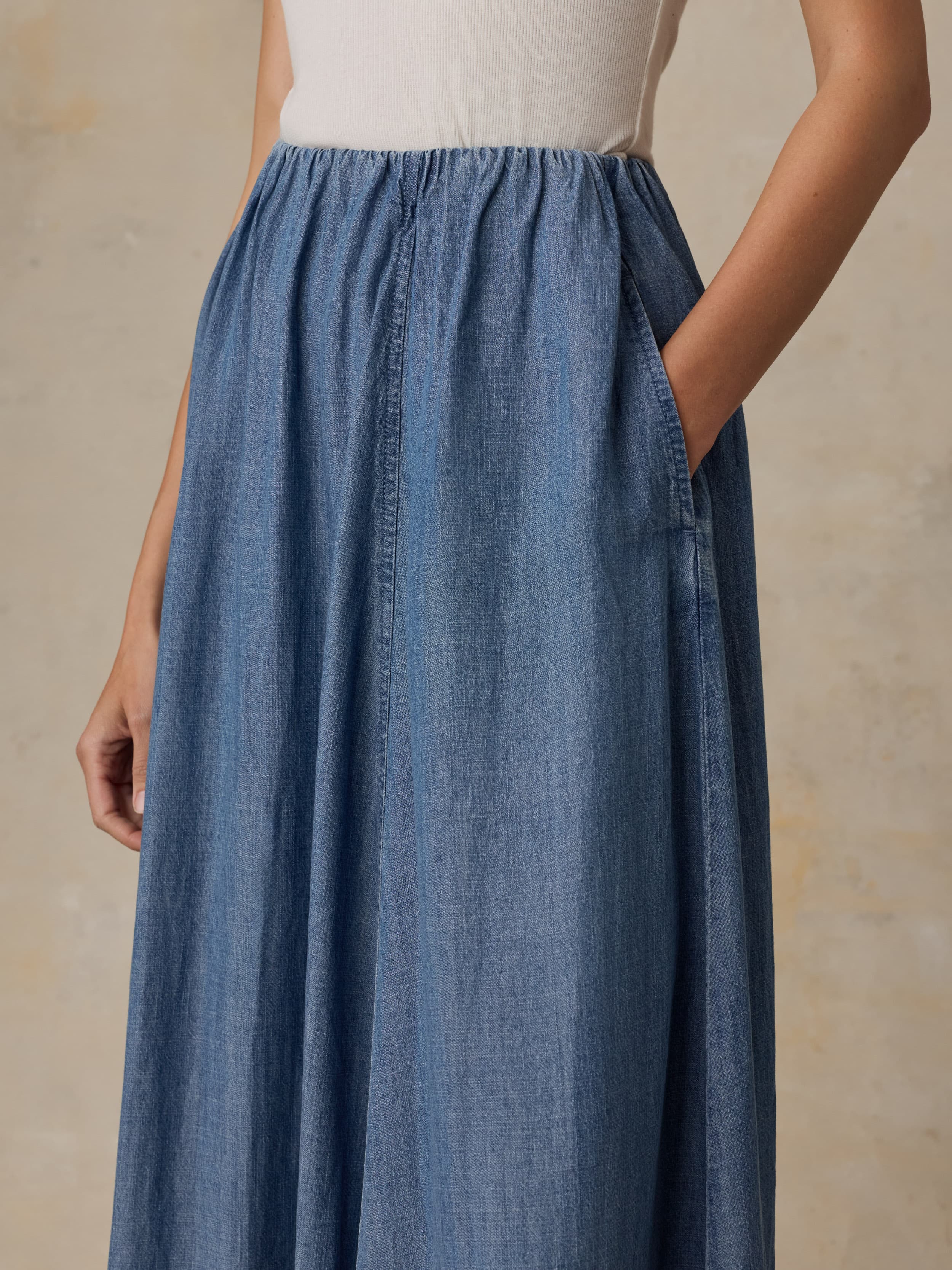 Tried & True Chambray Nera Skirt - River Mist Wash