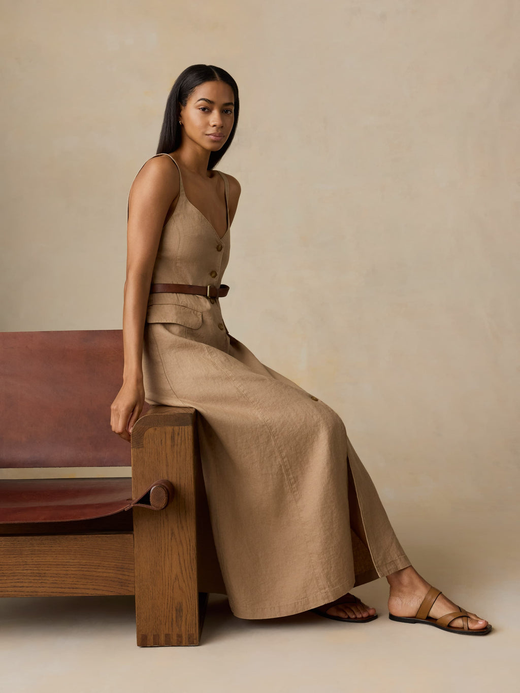 Sun Strider Linen Milo Dress - Acorn