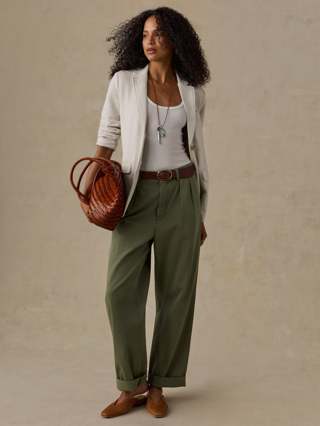 Inlet Knit Blazer - Light Oatmeal Melange
