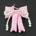 Pearled Plaid Ribbon Bag Charm