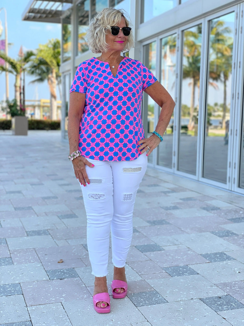 PINK SPADE SHORT SLEEVE TOP