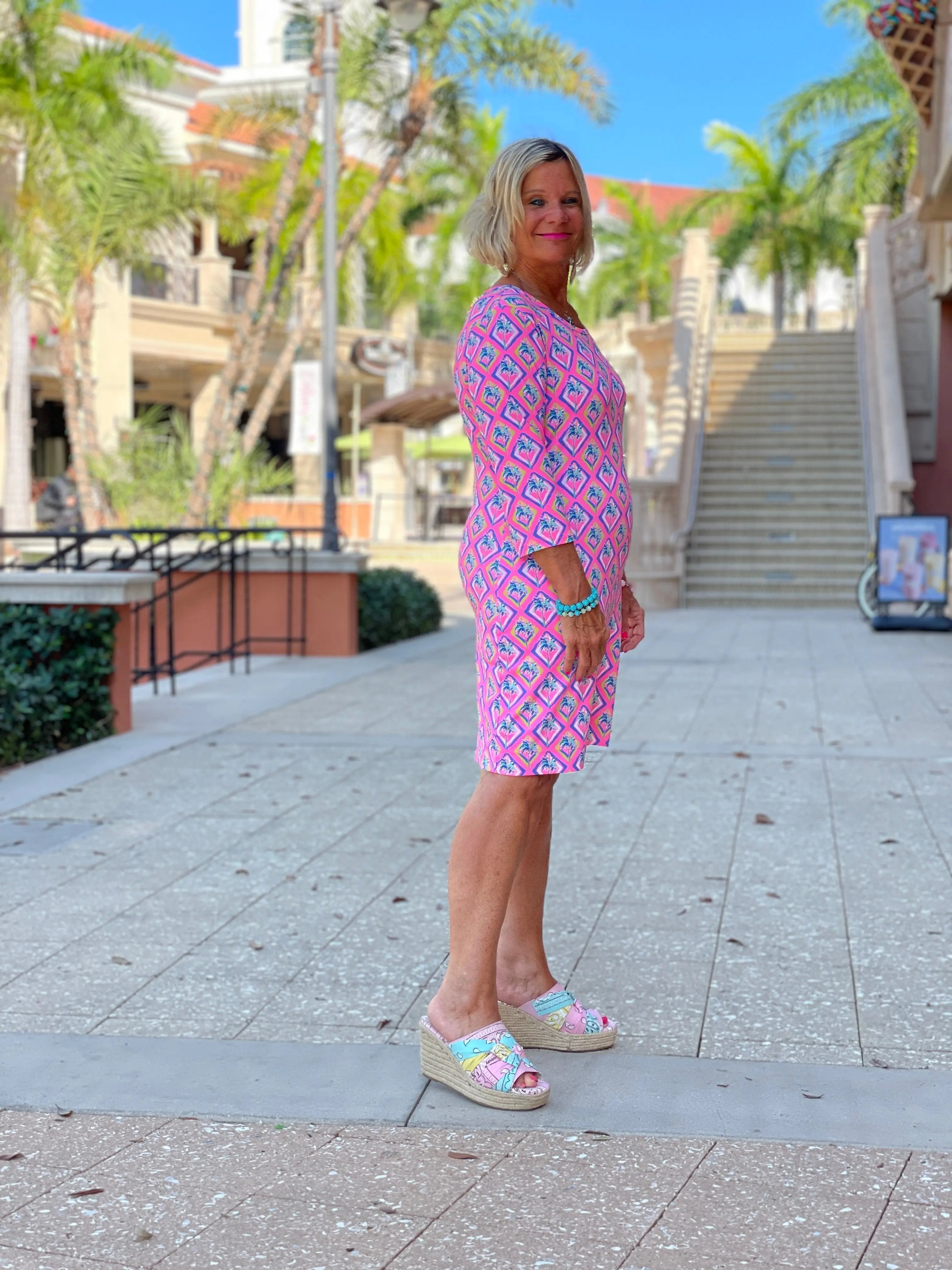 PALM TREE SIESTA SLEEVE DRESS
