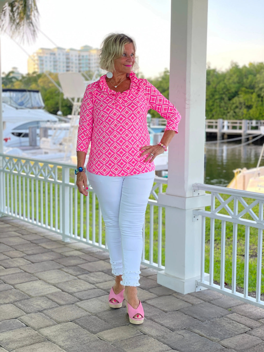 PINK DIAMONDS RUFFLE TOP