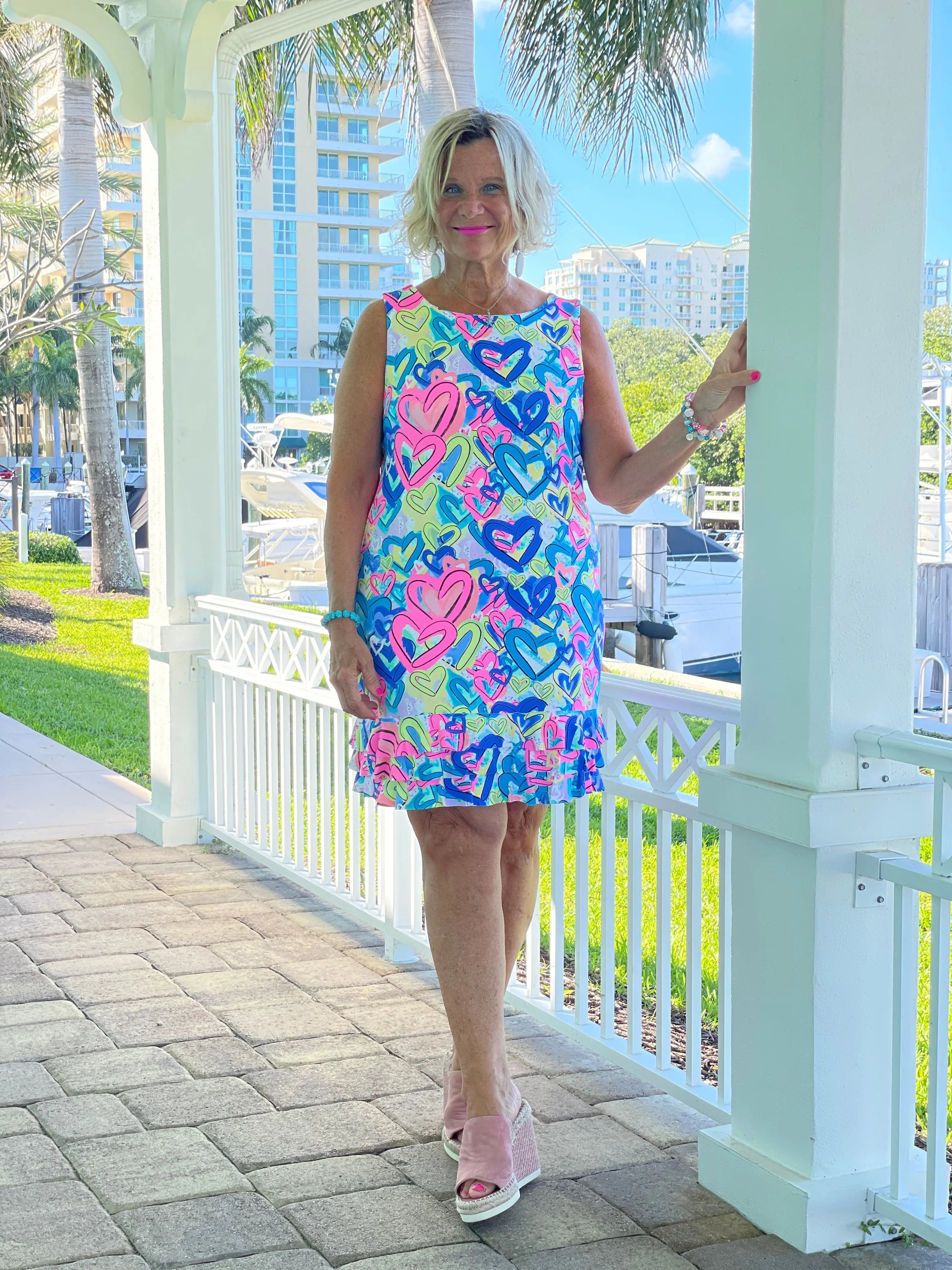 SECRET LOVE HEART SHIFT RUFFLE DRESS