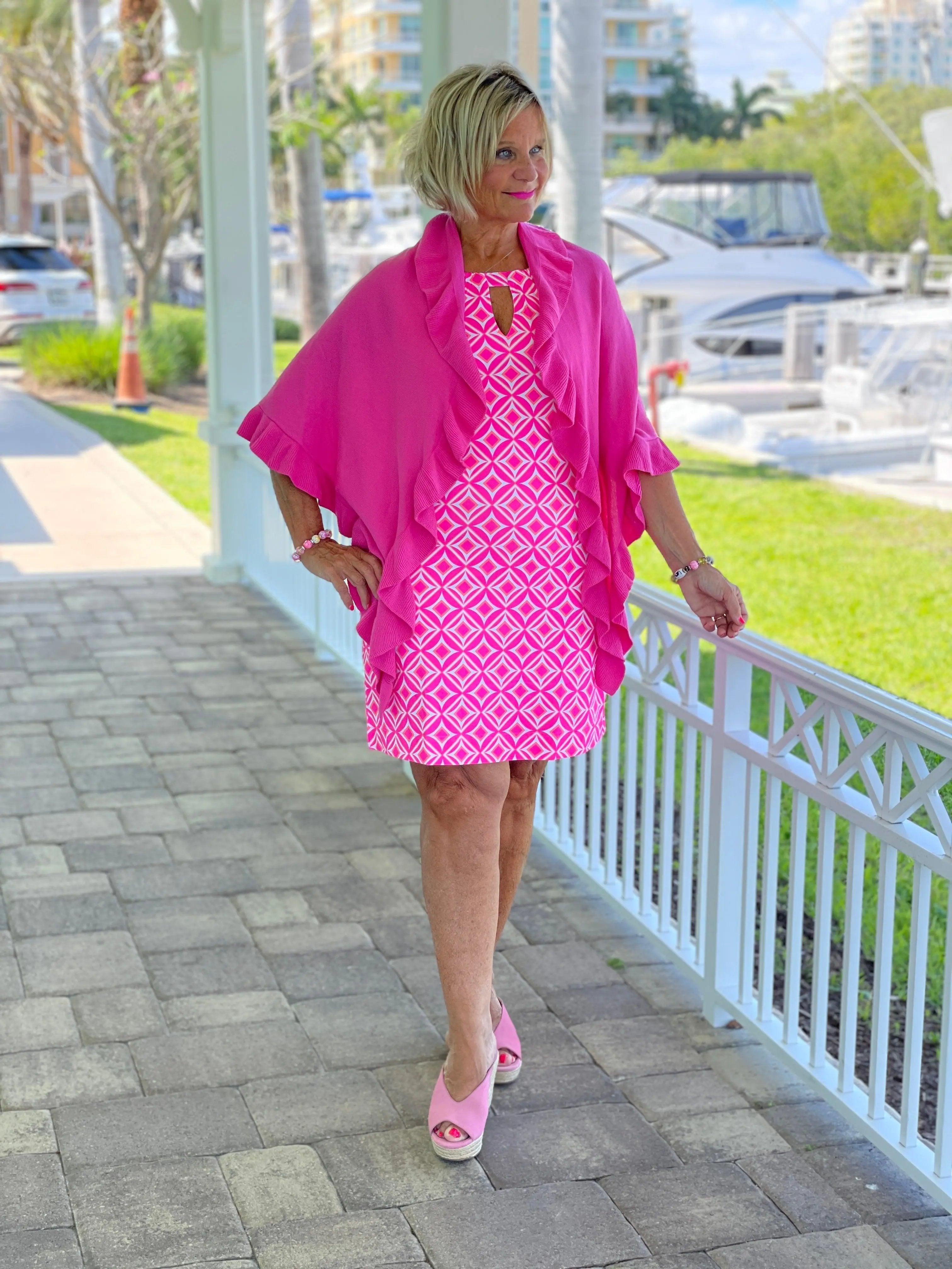 PINK DIAMONDS KEYHOLE DRESS