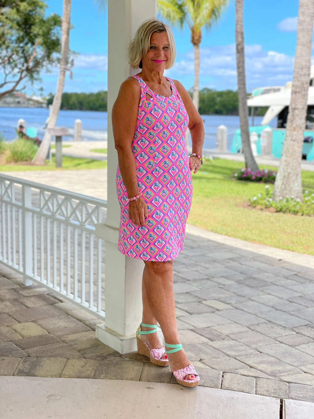 PALM TREE SIESTA HALTER DRESS